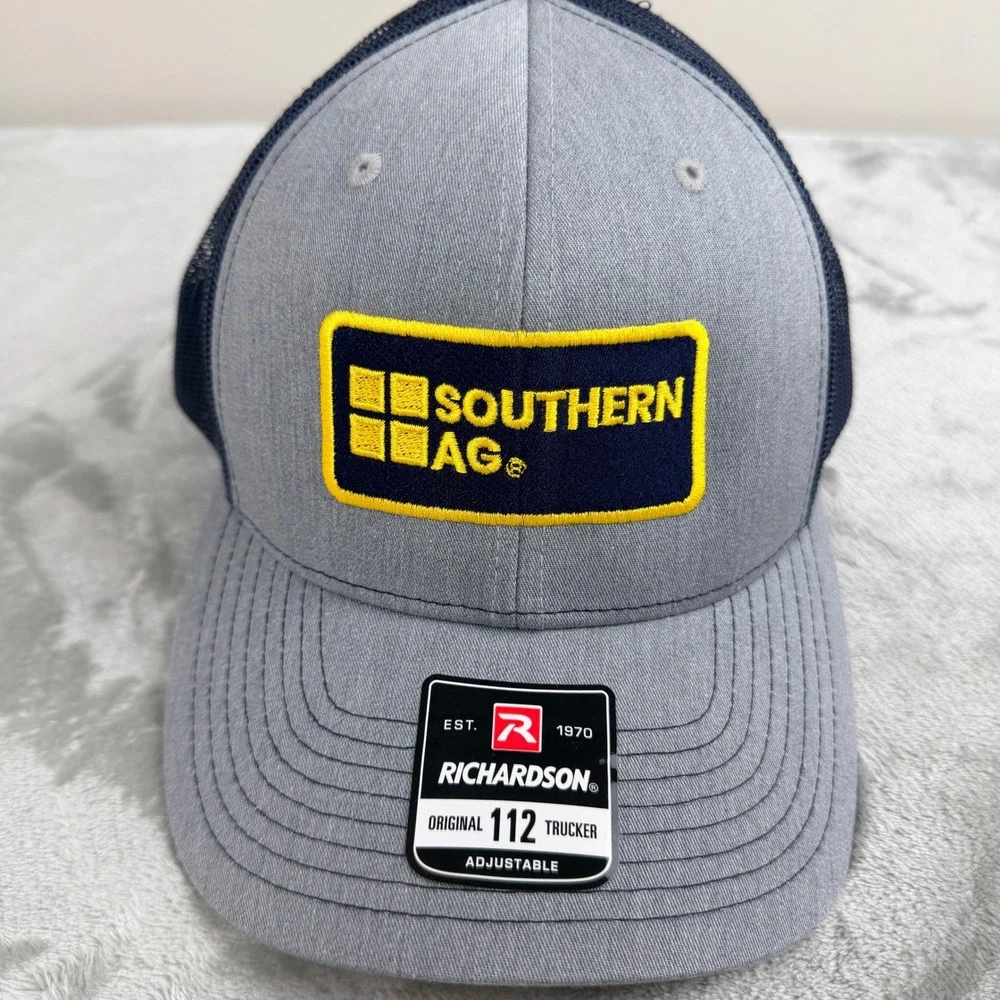 Richardson 112 Trucker Hat Southern Ag Gray Navy Blue Mesh‎ Snapback Cap